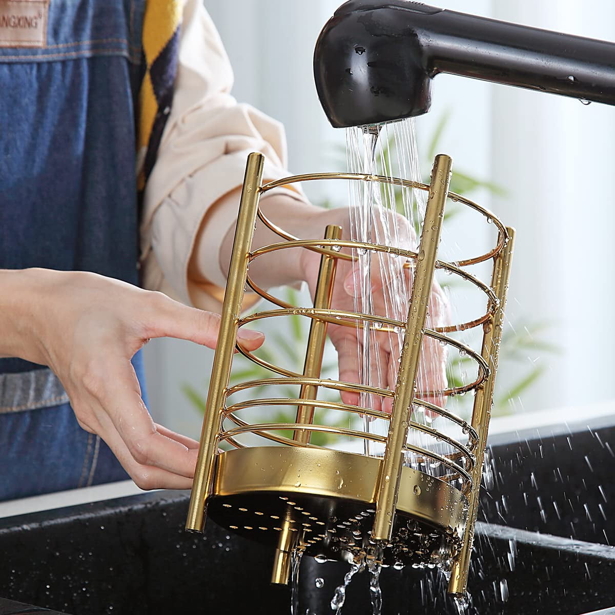 Gold 38 Pieces Silicone Kitchen Utensils Set With Sturdy Stainless Steel Utensil Holder - Image 4