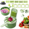 16-Function Vegetable Chopper with Container, Professional Multi-Functional Food Chopper, Slicer Dicer Grater for Oni...