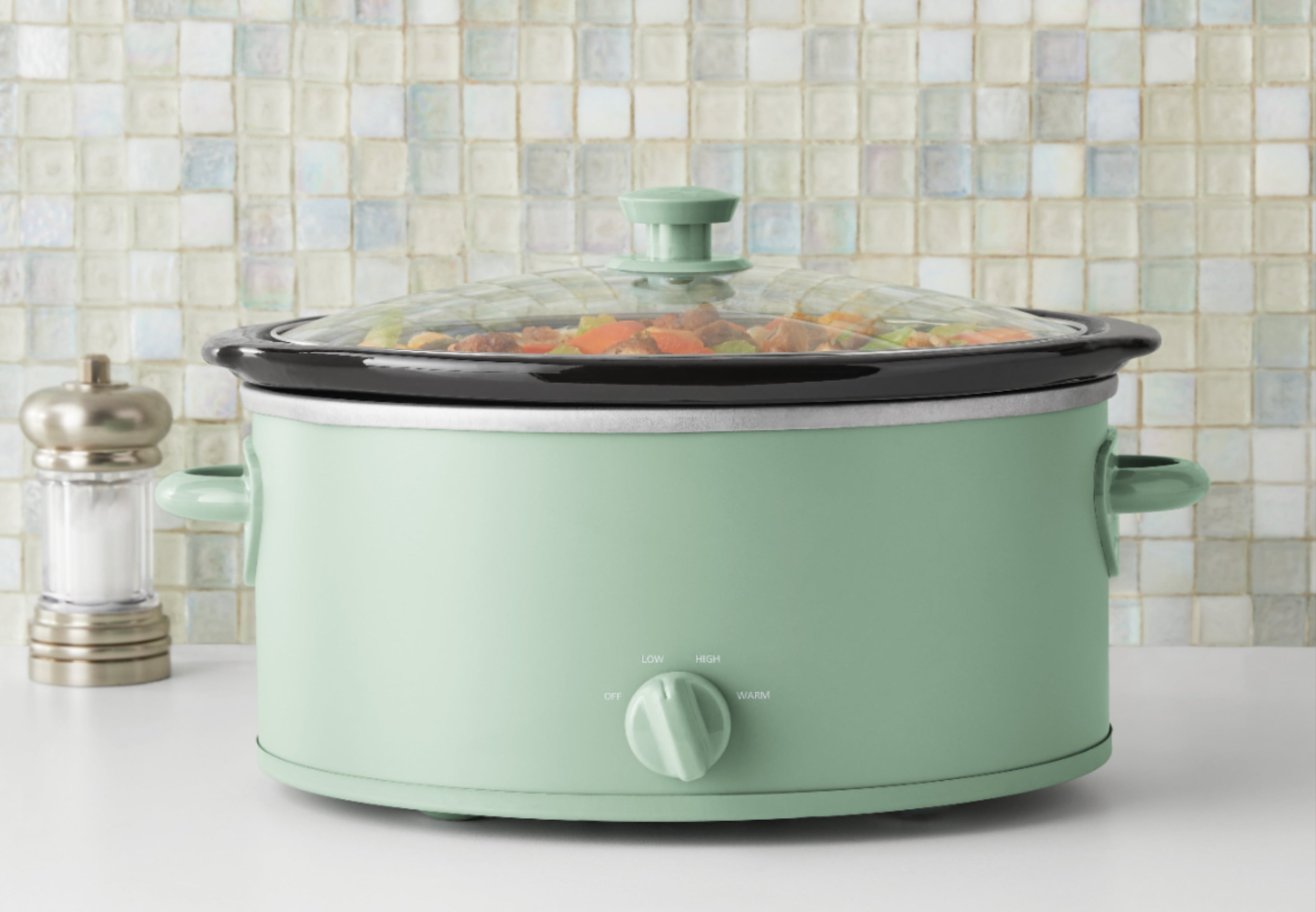 Mainstays 6 Quart Manual Slow Cooker, Green Sage - Image 2