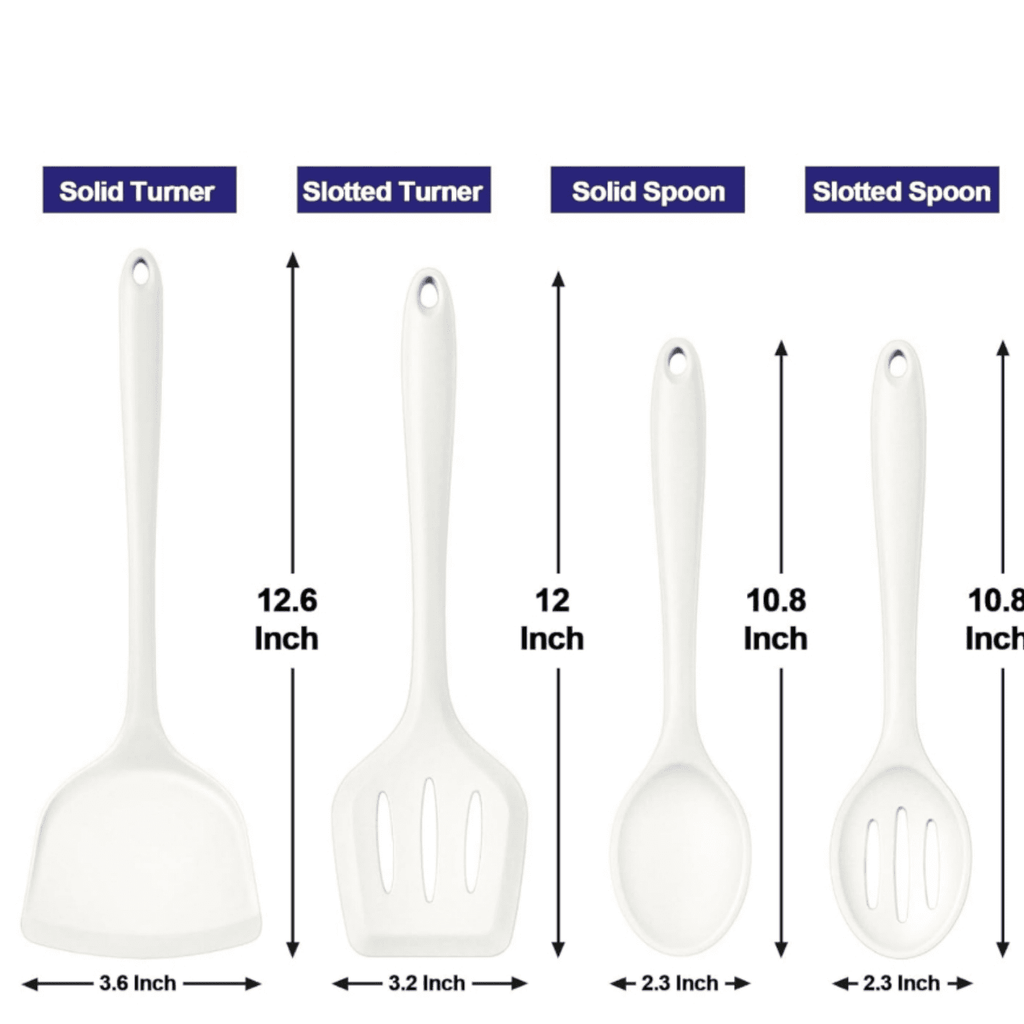 Kitchen Utensil Set, 4 Pieces Non-stick Silicone Cooking Utensils, Heat-resistant Slotted Solid Spoon Turner for Fryi... - Image 2