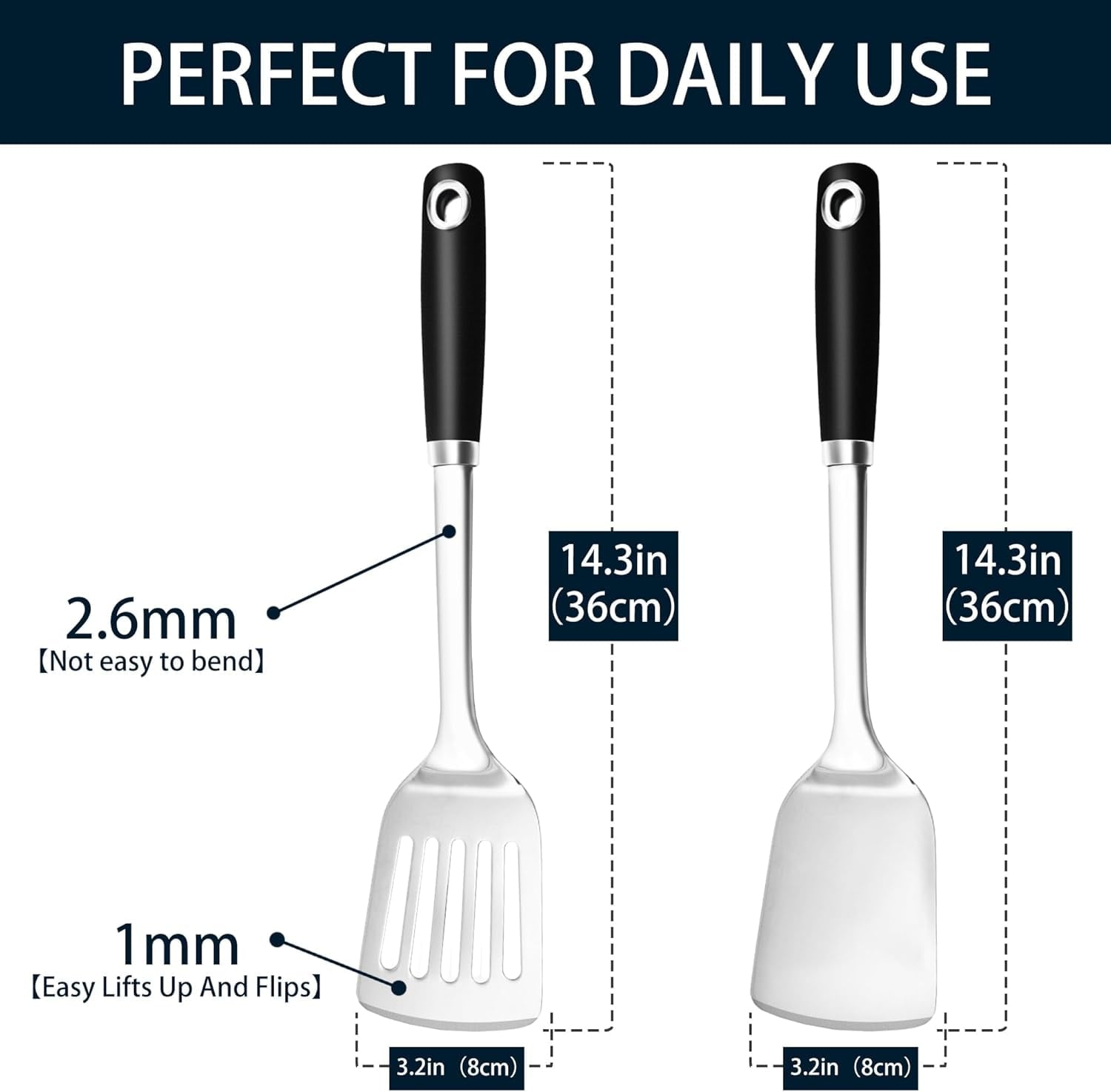18/0 Stainless Steel Kitchen Cooking Utensils Set, 7 Pieces Ergonomic Silver Cookware Tools for Home and Commercial Use