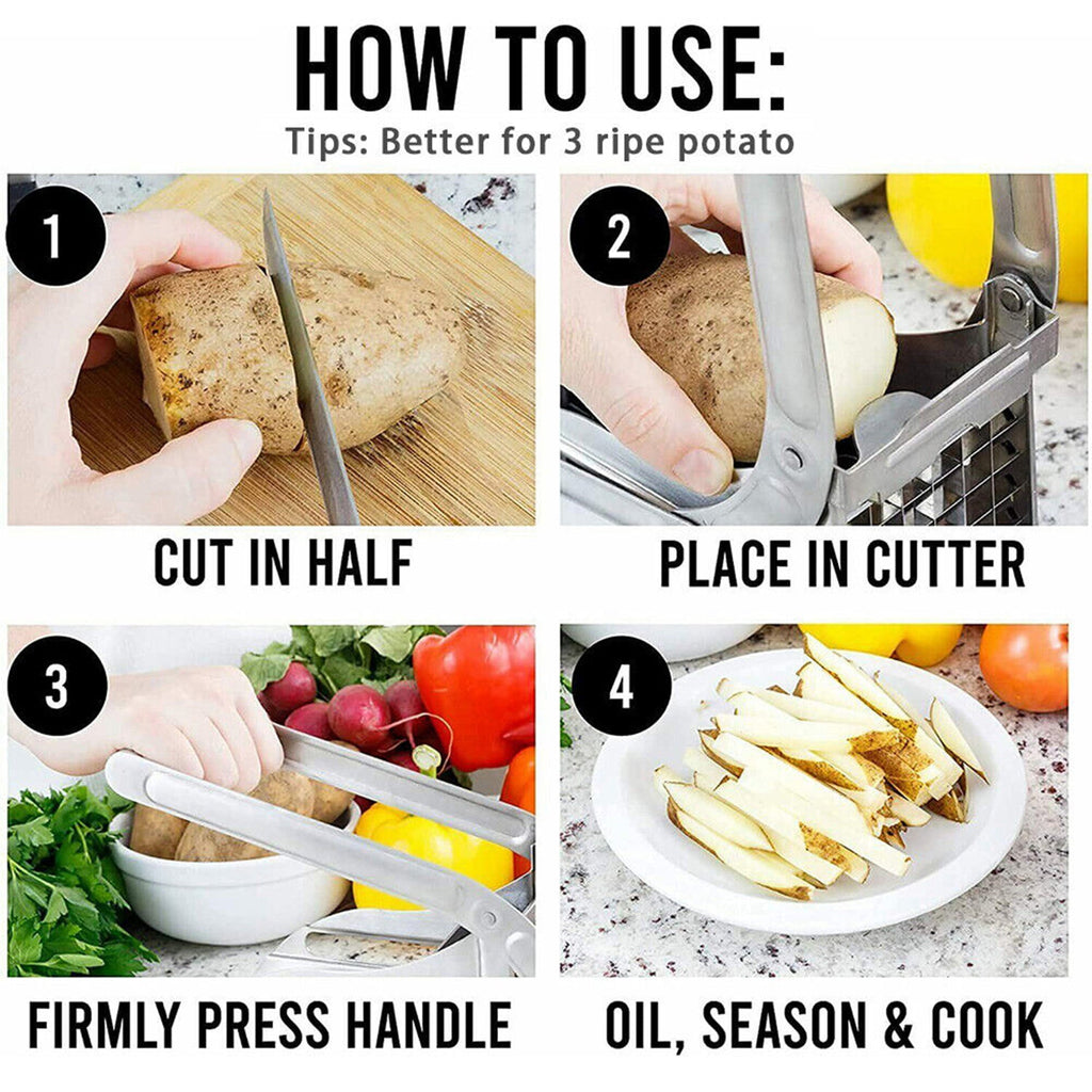 Fry Cutter & Stainless Steel Potato Slicer Machine with 2 Interchangeable Blades Professional Kitchen Vegetable Cutte... - Image 4