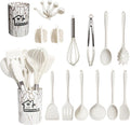 18PCS Silicone Cooking Utensils Set - 446°F Heat Resistant Kitchen Utensils,Turner Tongs,Spatula,Spoon,Brush,Whisk,Kitchen Utensil Gadgets T