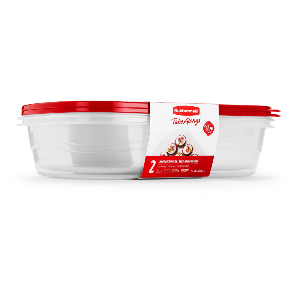 TakeAlongs, 1 Gallon, 2 Packs, Red, Large Rectangular Plastic Food Storage Containers - Image 2