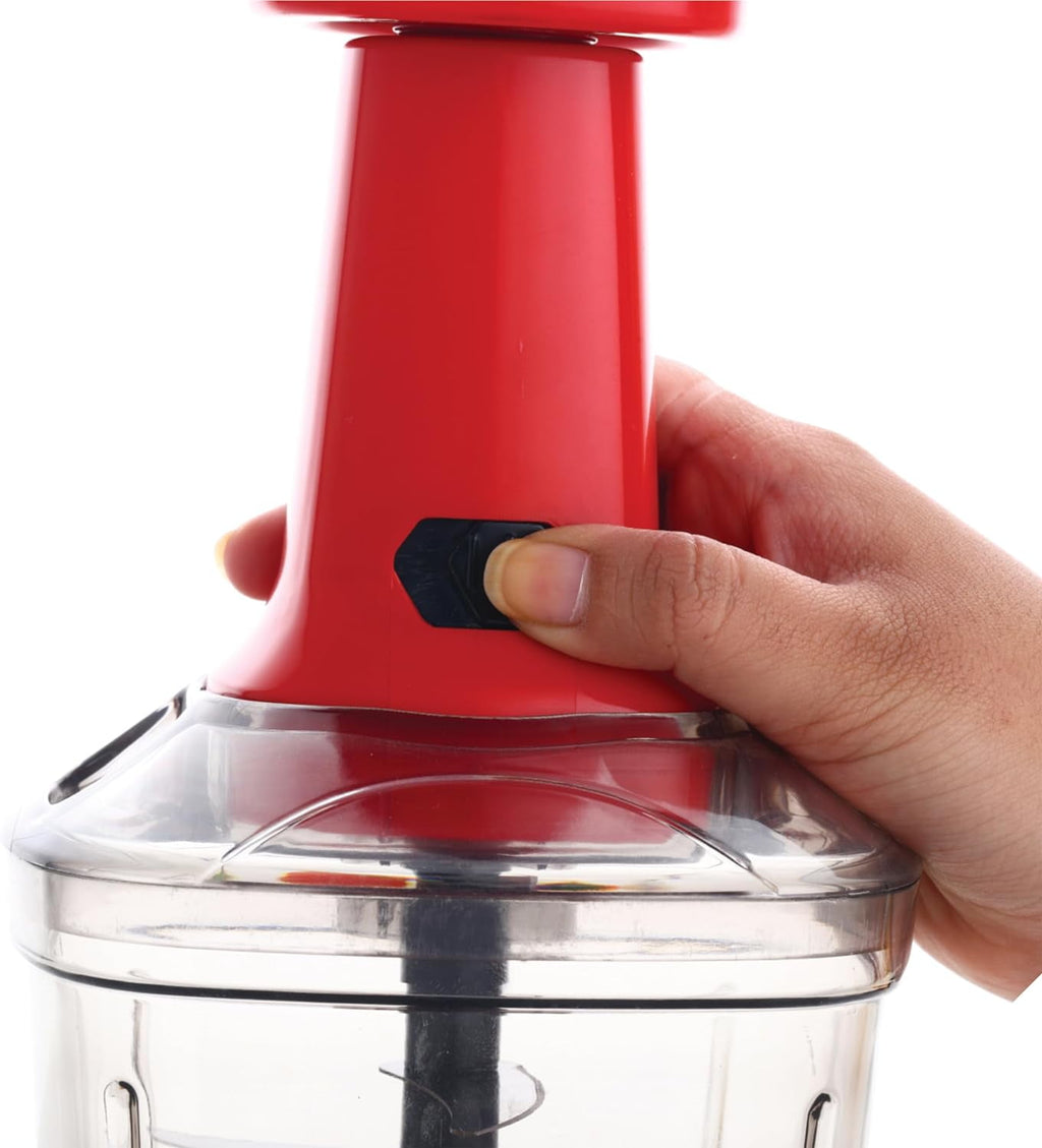Manual Food Chopper & Processor with Stainless Steel Blades, 1000ml, Red - Image 2