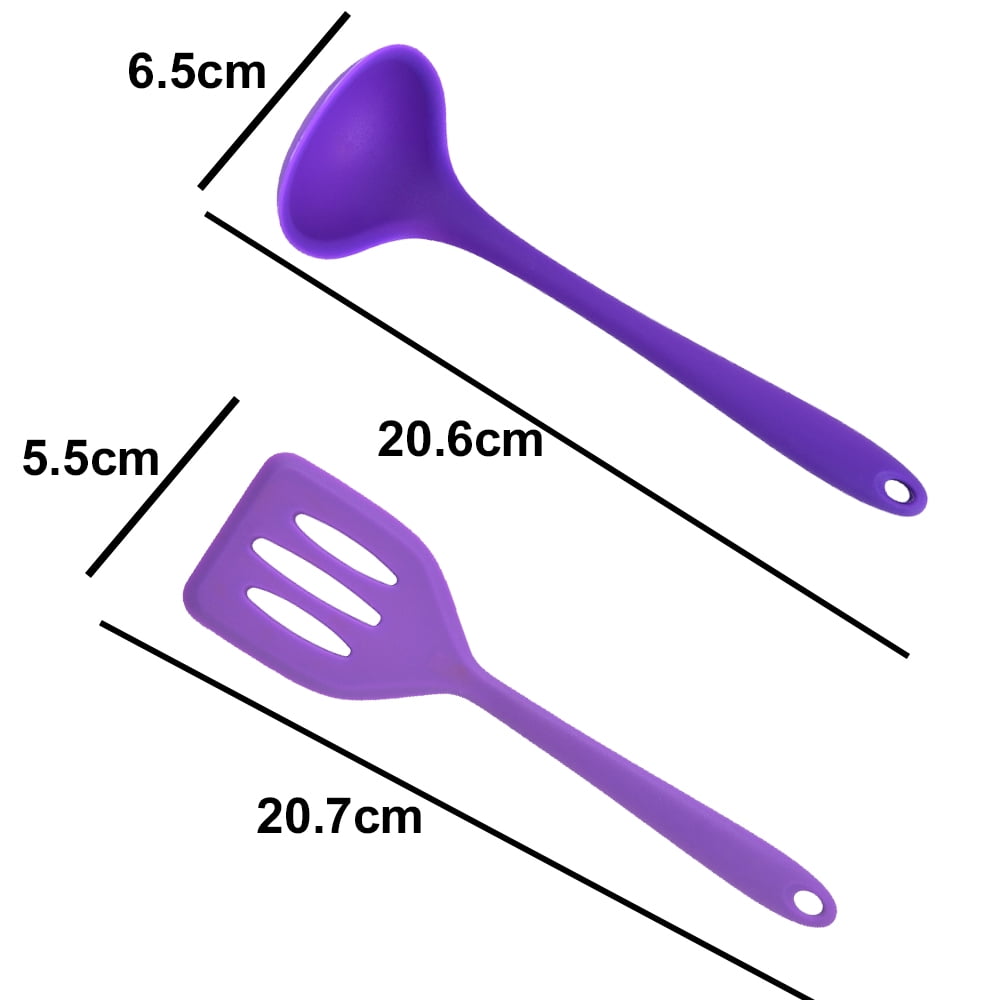 Kitchen Cooking Tools Set, 2 Piece，All in one non stick silicone cooking utensils purple+purple - Image 2