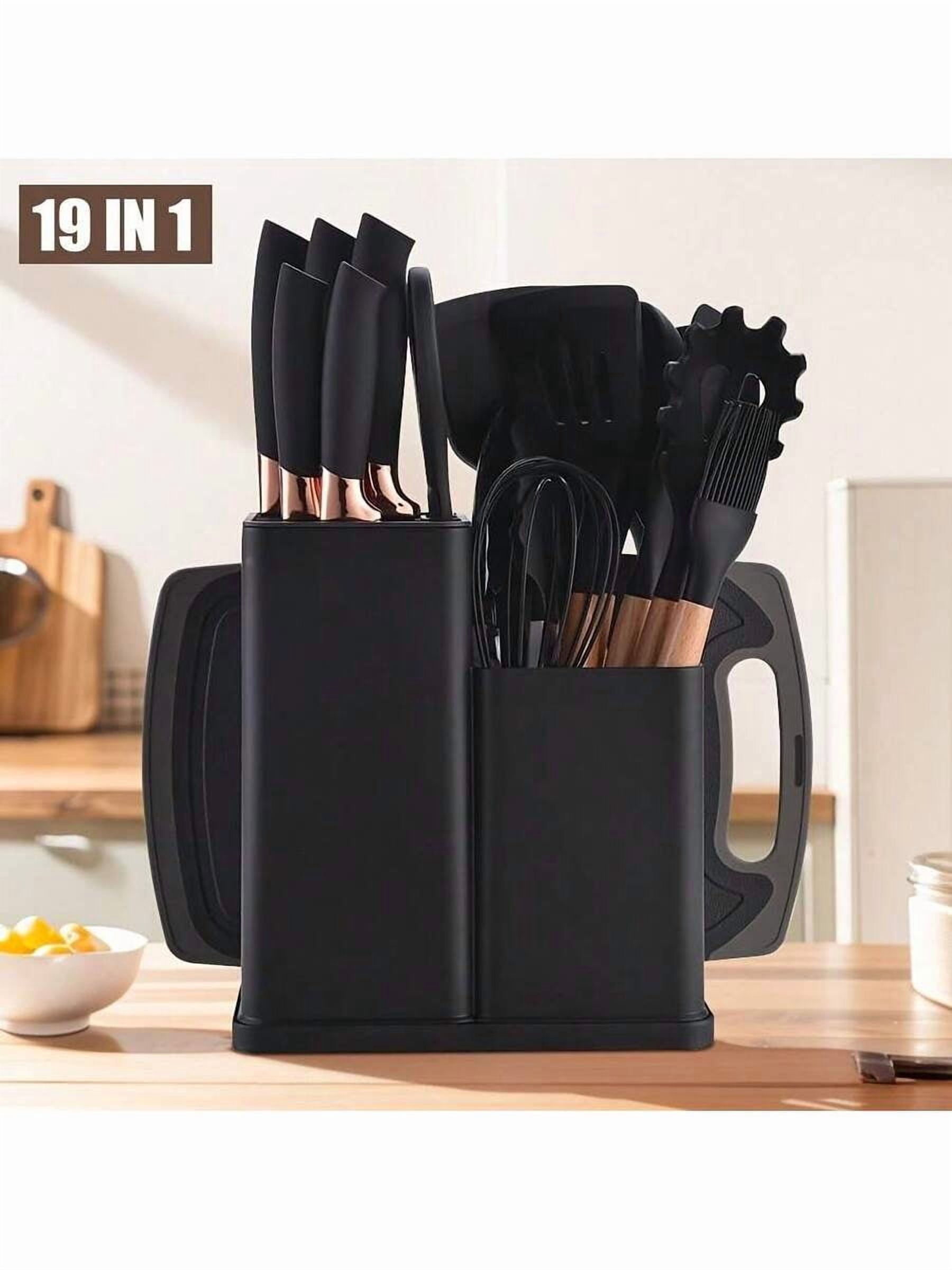 19pcs Kitchen Utensils Set, Silicone Cooking Utensils With Holder, Contains 2-Pcs Spatulas, 4-Pcs Spoons, 8-Pcs Heat-...