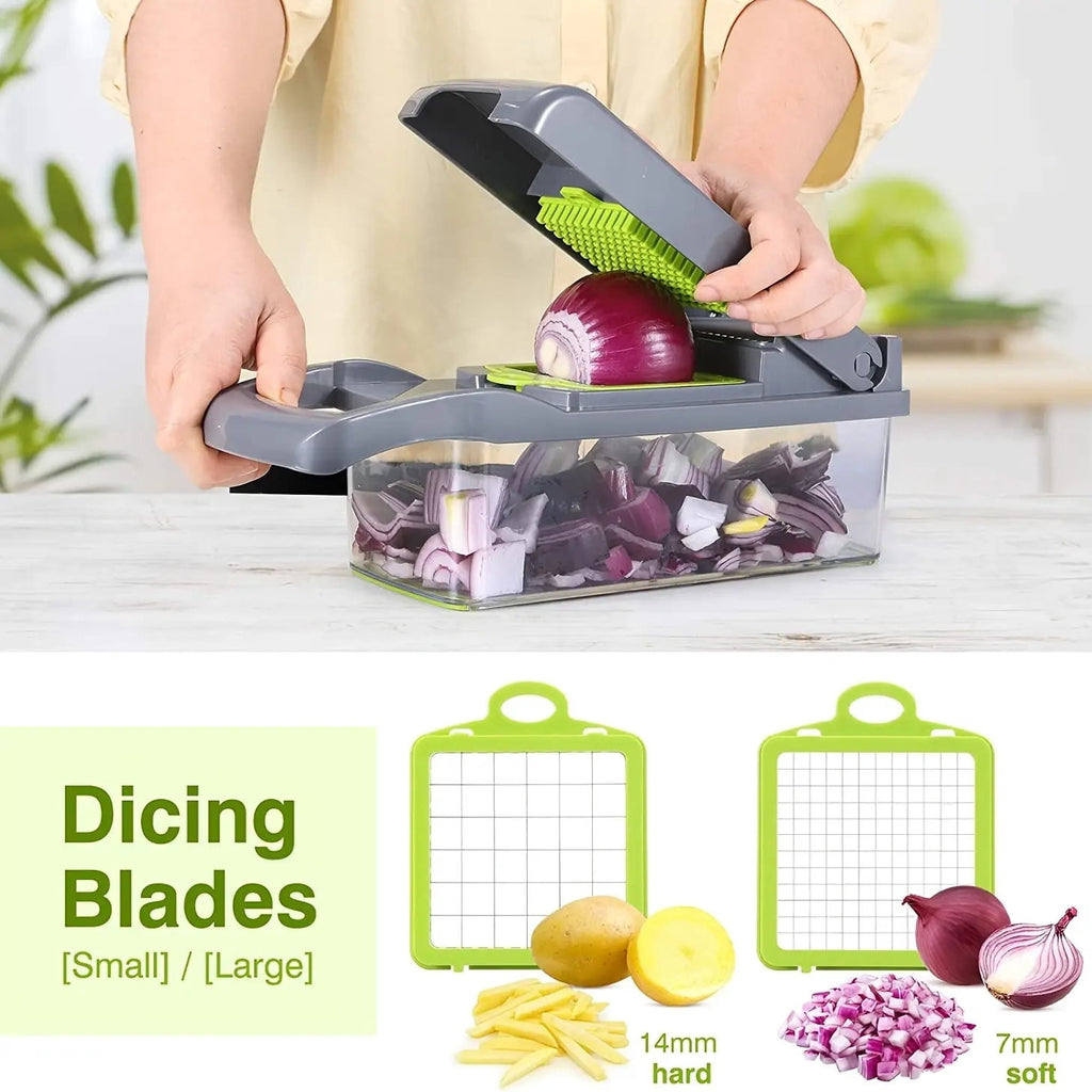 13 in 1 Vegetable Chopper, Multifunctional Food Chopper with Container, 8 Blade food processor with Onion Chopper, Sl... - Image 3