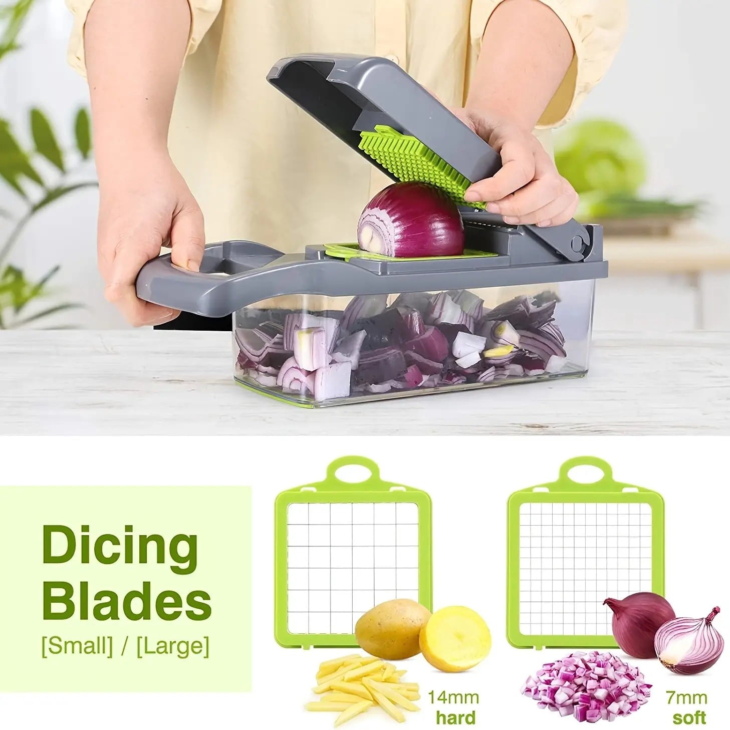 13 in 1 Vegetable Chopper, Multifunctional Food Chopper with Container, 8 Blade food processor with Onion Chopper, Sl... - Image 3