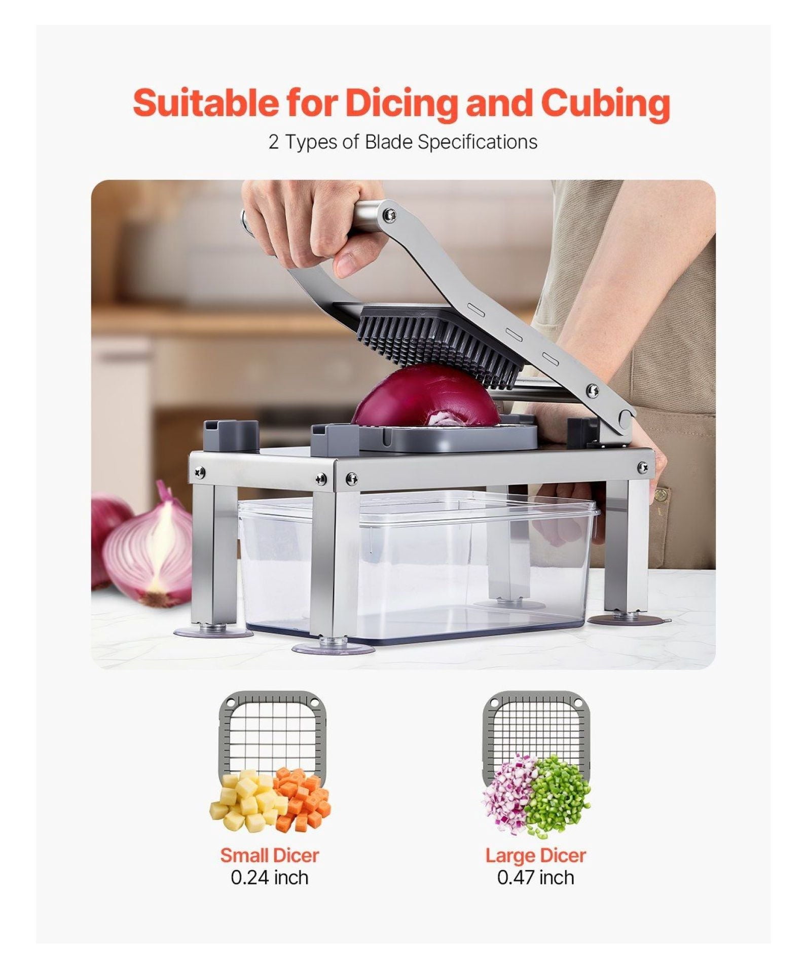 Slicer, 8 Blades Food Cutter for Kitchen - All-in-1 Veggie with Container, Stainless Steel Blades, Dicer, Slicer & Ju... - Image 4