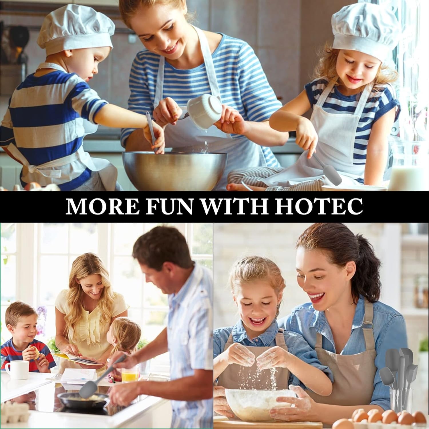 Food Grade Silicone Rubber Spatula Set for Baking, 5Pcs Cooking Utensil Set, High Heat Resistant Non Stick Dishwasher... - Image 5