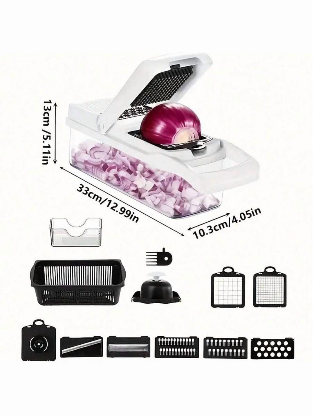 Vegetable Chopper, 15-in-1 Multifunctional Kitchen Slicer and Dicer, Handheld Fruit and Cheese Slicer, Carrot Slicer,... - Image 3