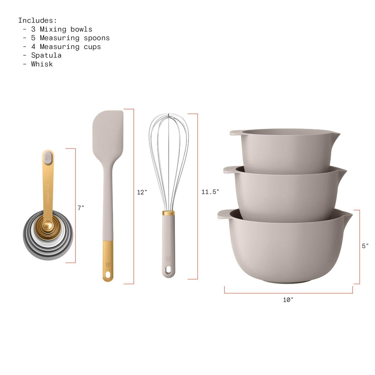 Beautiful 14-Piece Mix & Measure Set, Porcini Taupe by Drew Barrymore - Image 5