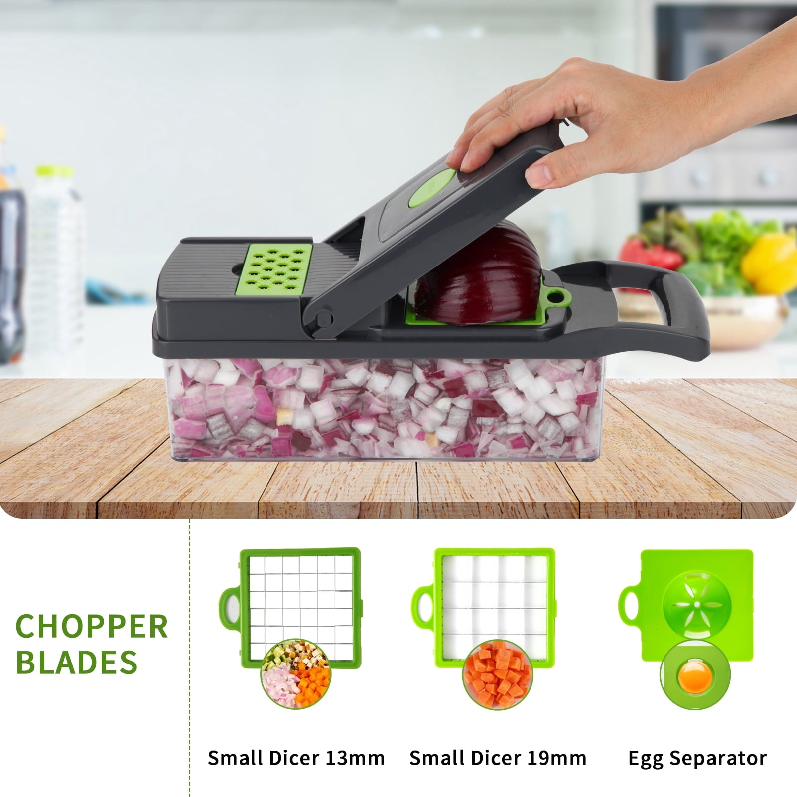 Vegetable Chopper, Pro Onion Chopper, Multifunctional 14 in 1 Food Chopper, Kitchen Vegetable Slicer Dicer Cutter,Veg... - Image 2