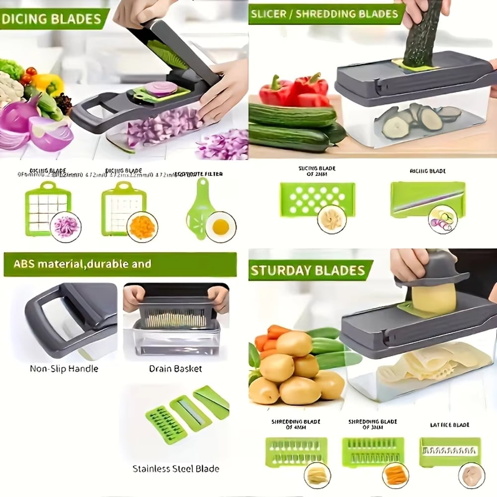 14 in 1 Multifunctional Vegetable Chopper Onion Chopper Handle Food Grate Food Chopper Kitchen Vegetable Slicer Dicer Cut - Image 2