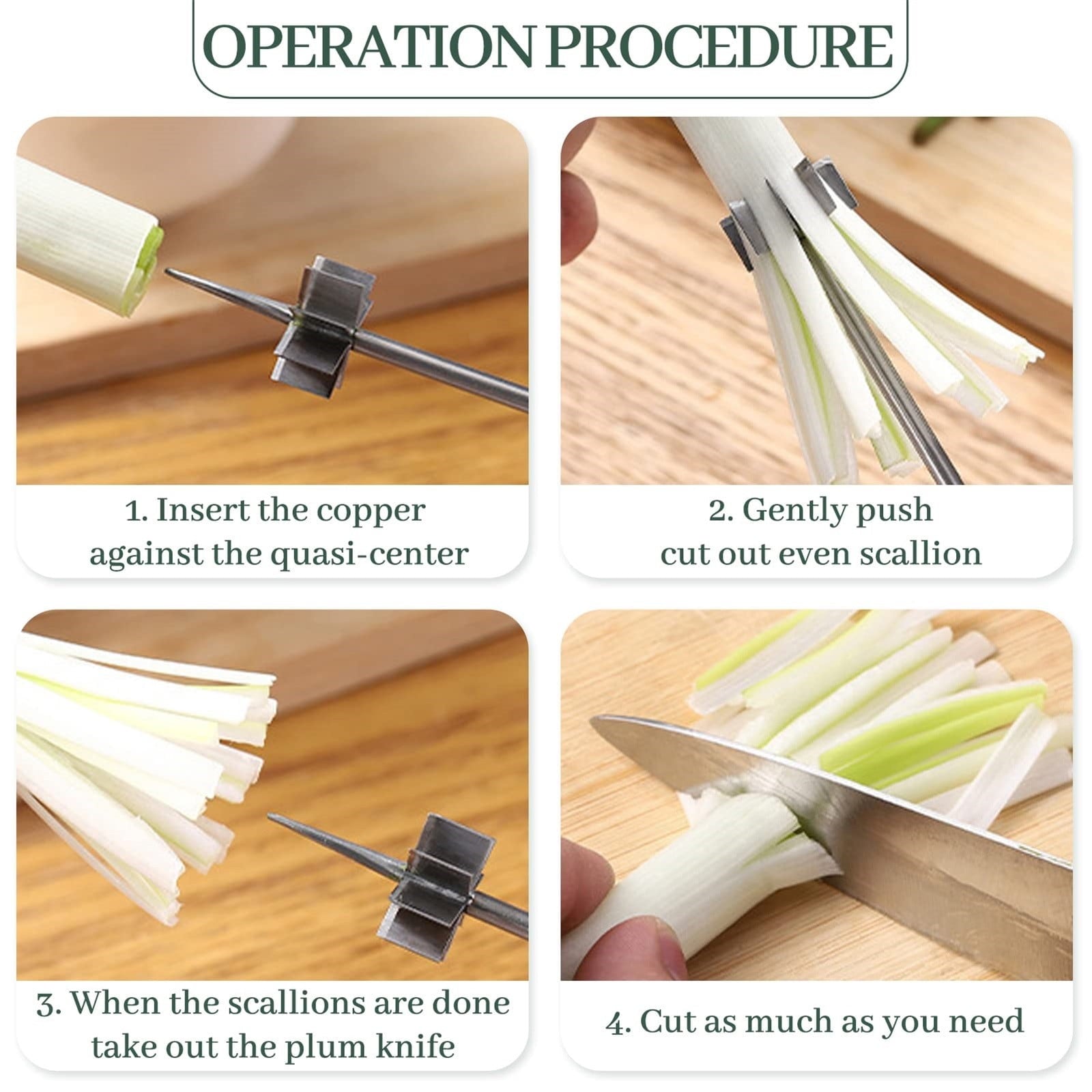 Stainless Steel Vegetable Cutter Scallion Slicer Onion Chopper Tool for Kitchen Efficient Garlic Fruit Food Prep -Pur... - Image 5