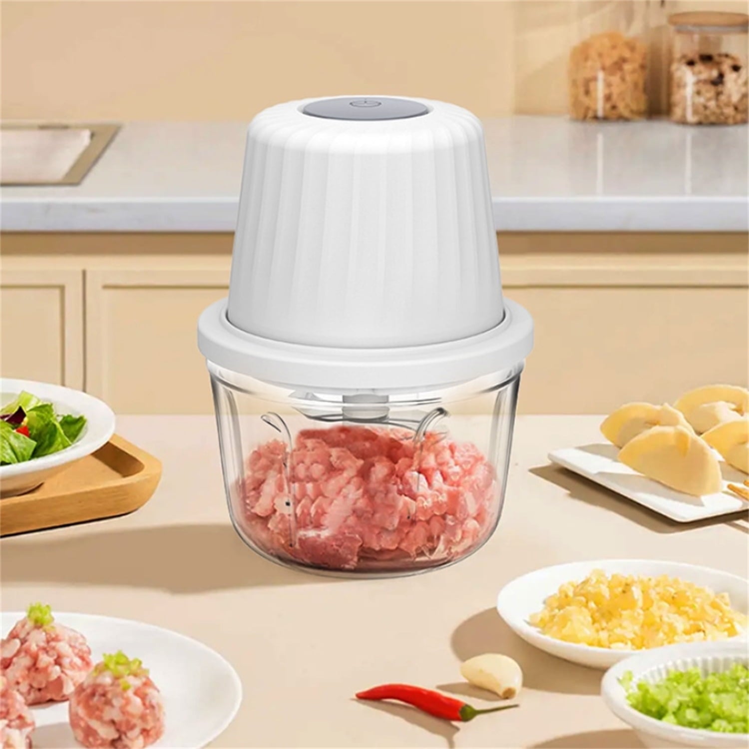 Electric Garlic Chopper, Large Capacity Onion Chopper with 6 Blades & Separation Partition, Mini Portable Kitchen Cho... - Image 4