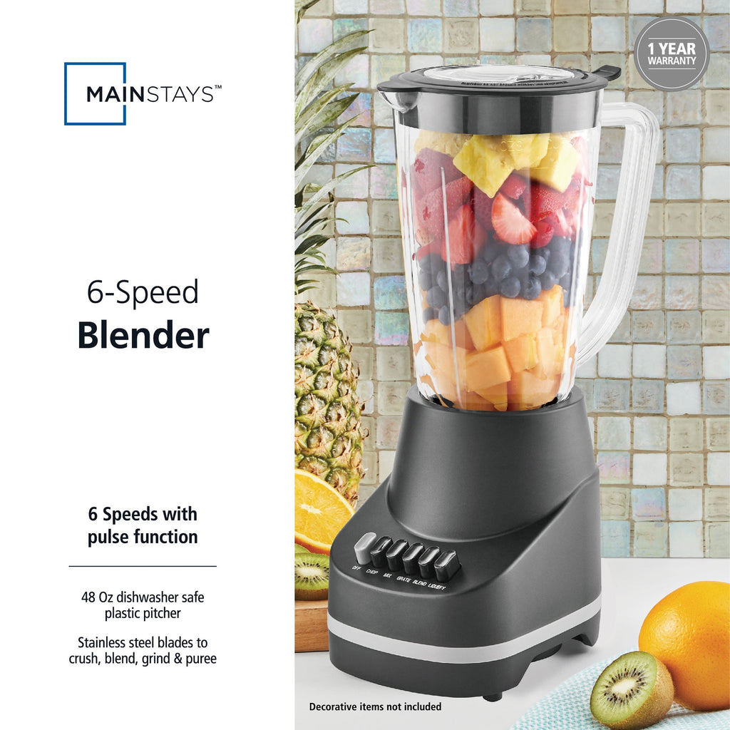 500 W 6-Speed Blender With 48 oz/1.5 L Jar , Black - Image 3