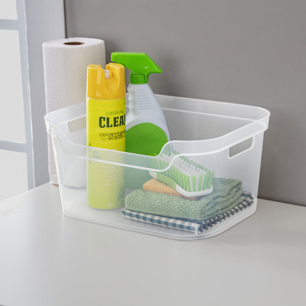 Large Open Bin, Clear Plastic, Easy Access Bin with Scoop Front, Clear - Image 5