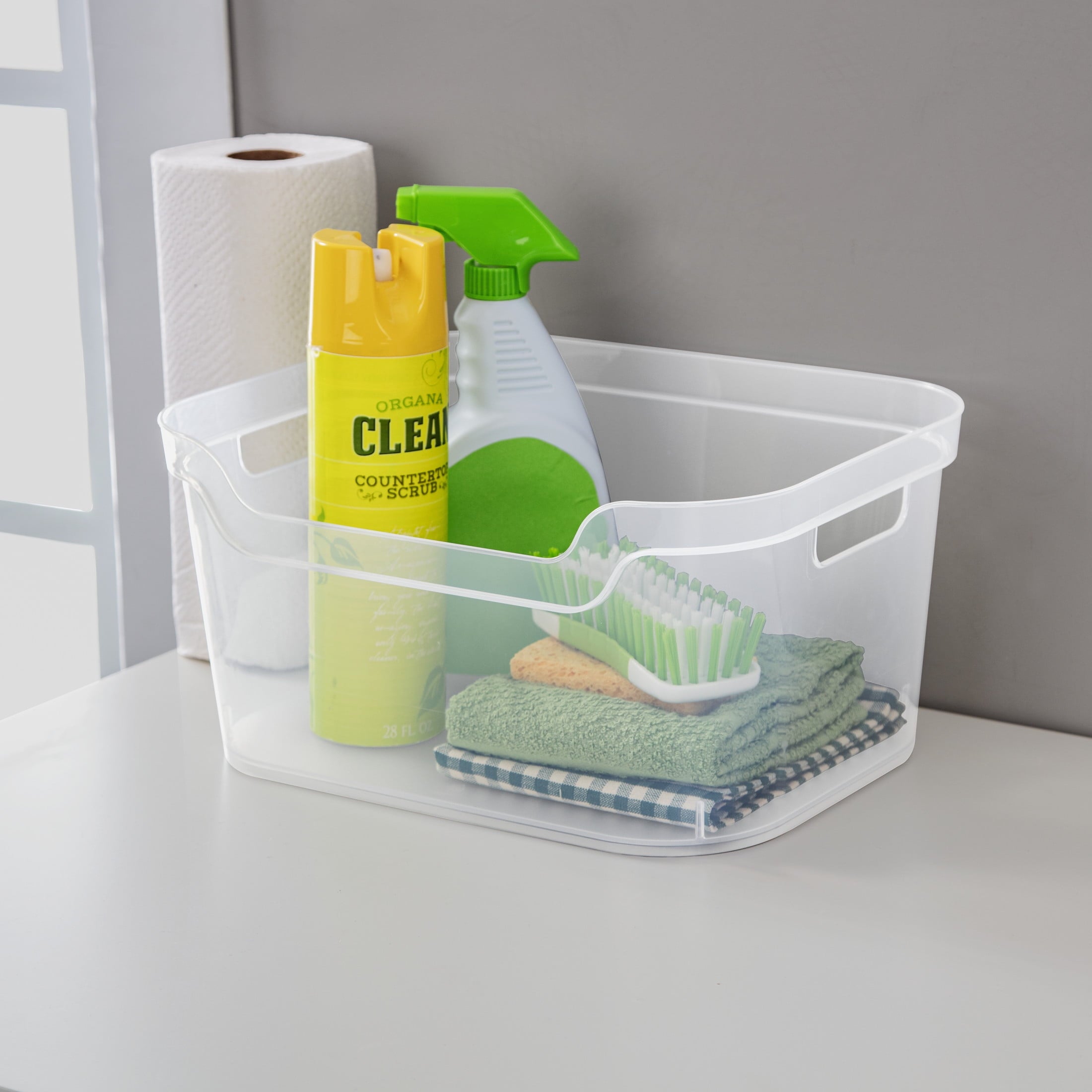 Large Open Bin, Clear Plastic, Easy Access Bin with Scoop Front, Clear - Image 5