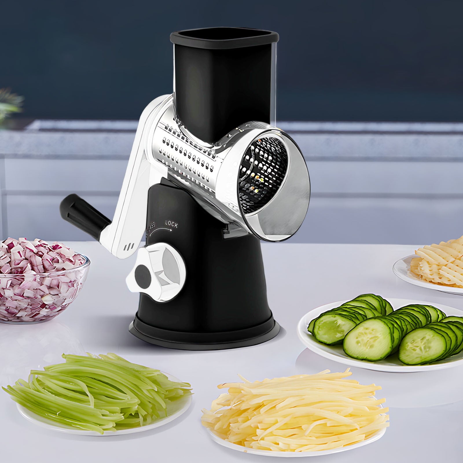Kieccall 3 in 1 Multi Function Vegetable Cutter Kitchen Food Prep Tool for Slicing Shredding and Grating - Image 6