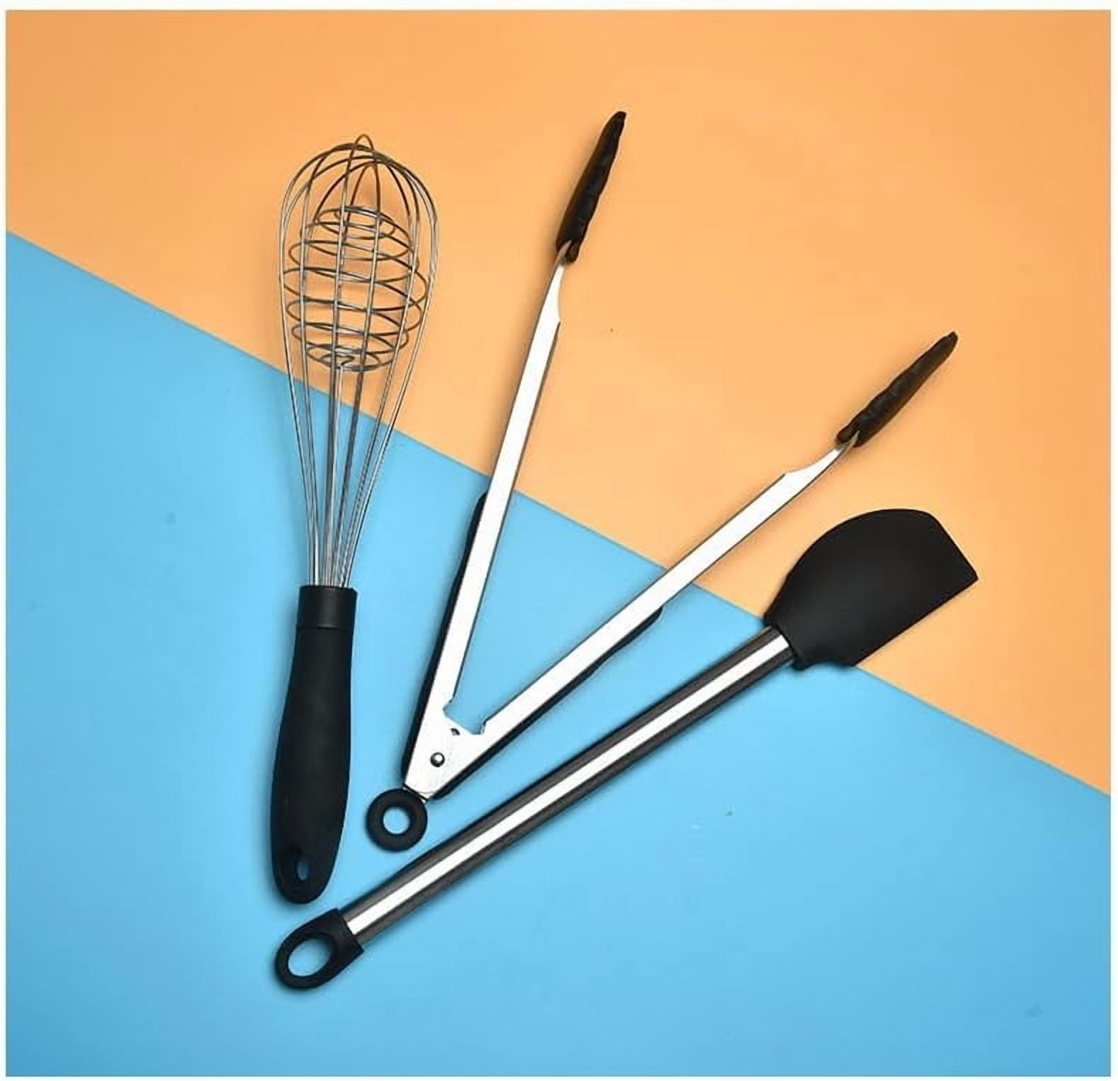 9-Piece Silicone Cooking Utensils Set with Holder, Heat Resistant Kitchen Utensils Set of Slotted Spatula, Spoons, Wh... - Image 4