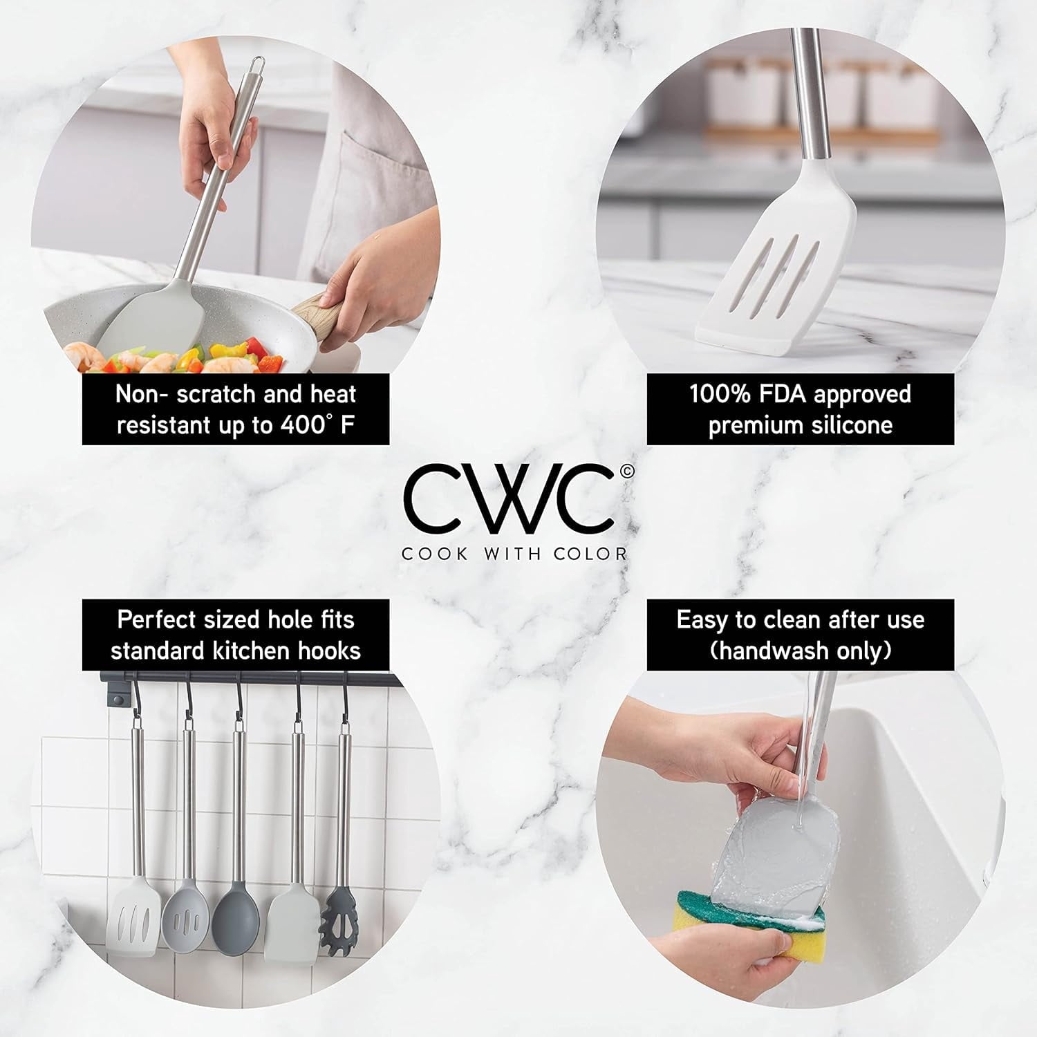5-Pc Cooking Utensils Set Kitchen Gadgets & Essentials, Gray Ombre - Image 6