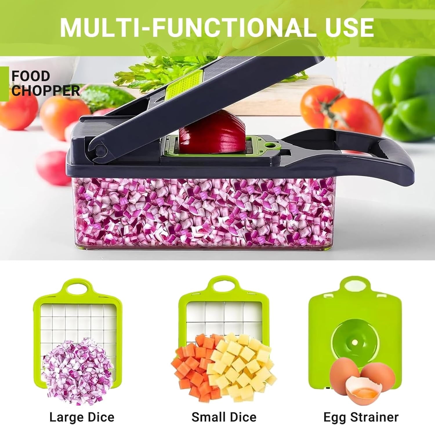 16-in-1 Vegetable Chopper - Pro Onion Chopper with 8 Blades, Veggie Slicer Dicer Cutter for Potato, Carrot & Garlic, ... - Image 5