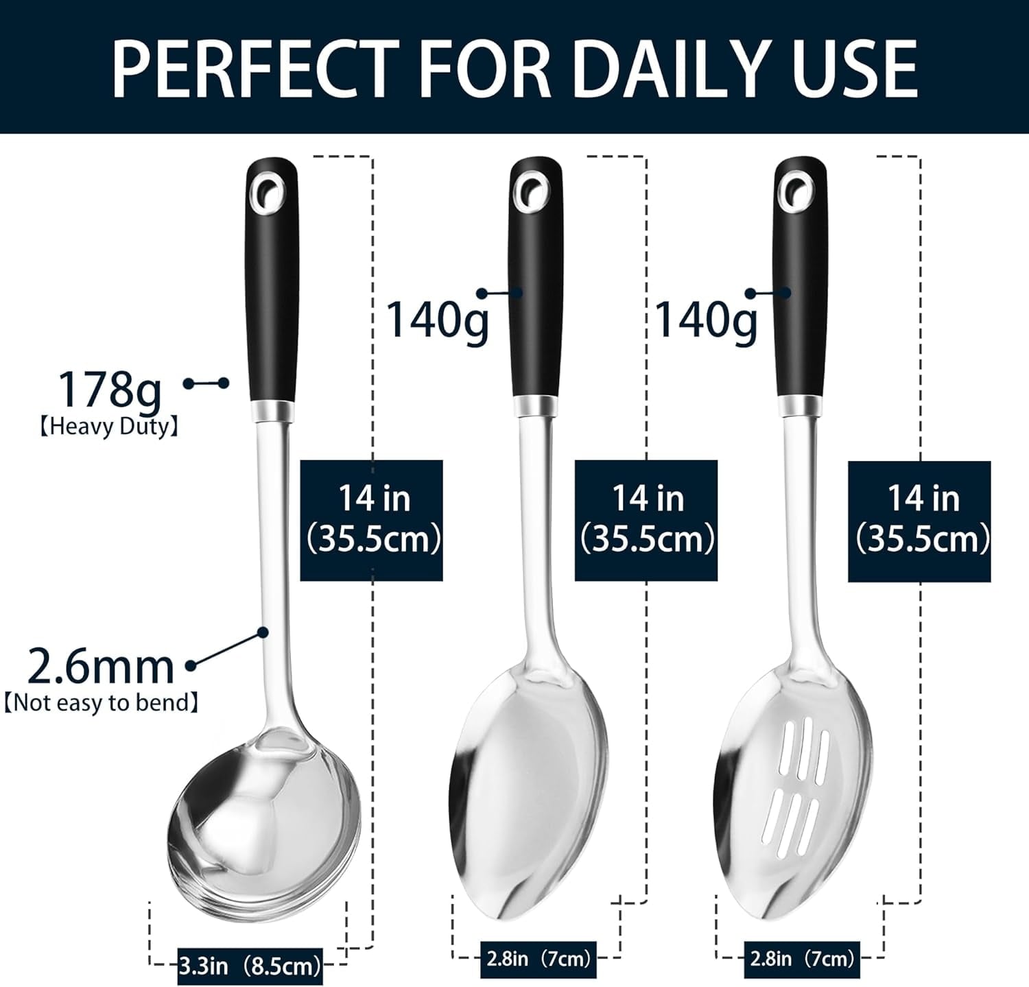 18/0 Stainless Steel Kitchen Cooking Utensils Set, 7 Pieces Ergonomic Silver Cookware Tools for Home and Commercial Use - Image 4