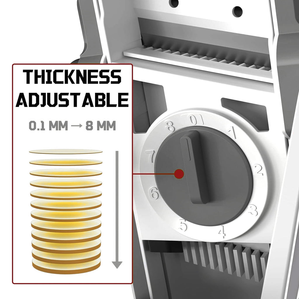 ONCE FOR ALL Mandoline Food Slicer, Adjustable Slices 0.1-8mm, Gray - Image 4