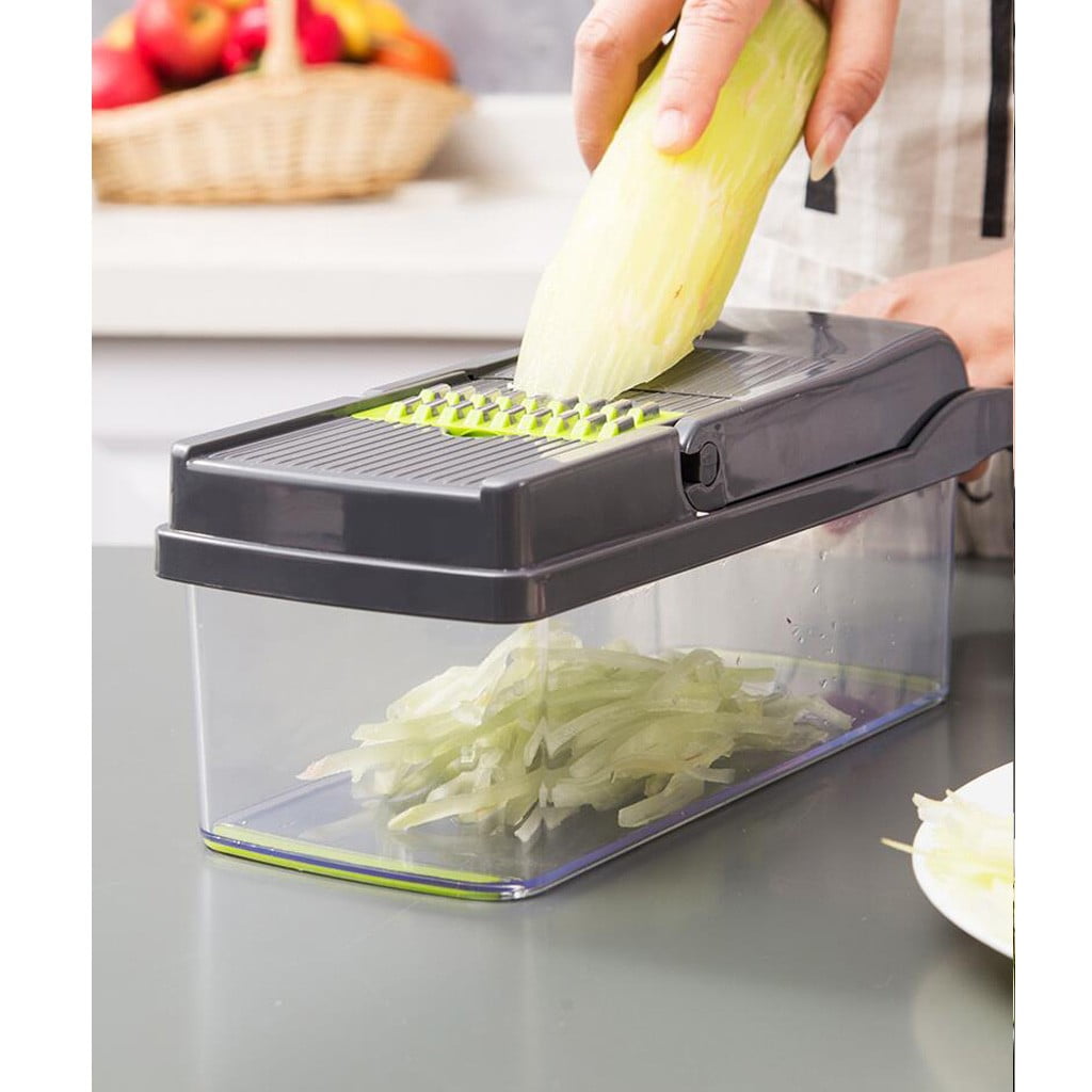 TTJ Food Prep Chopper Vegetable Dicer Manual Food Chopper 7 Blade Multi Function Salad Cutter Onion Garlic Ginger Herb Dicer Kitchen Food Pr - Image 6