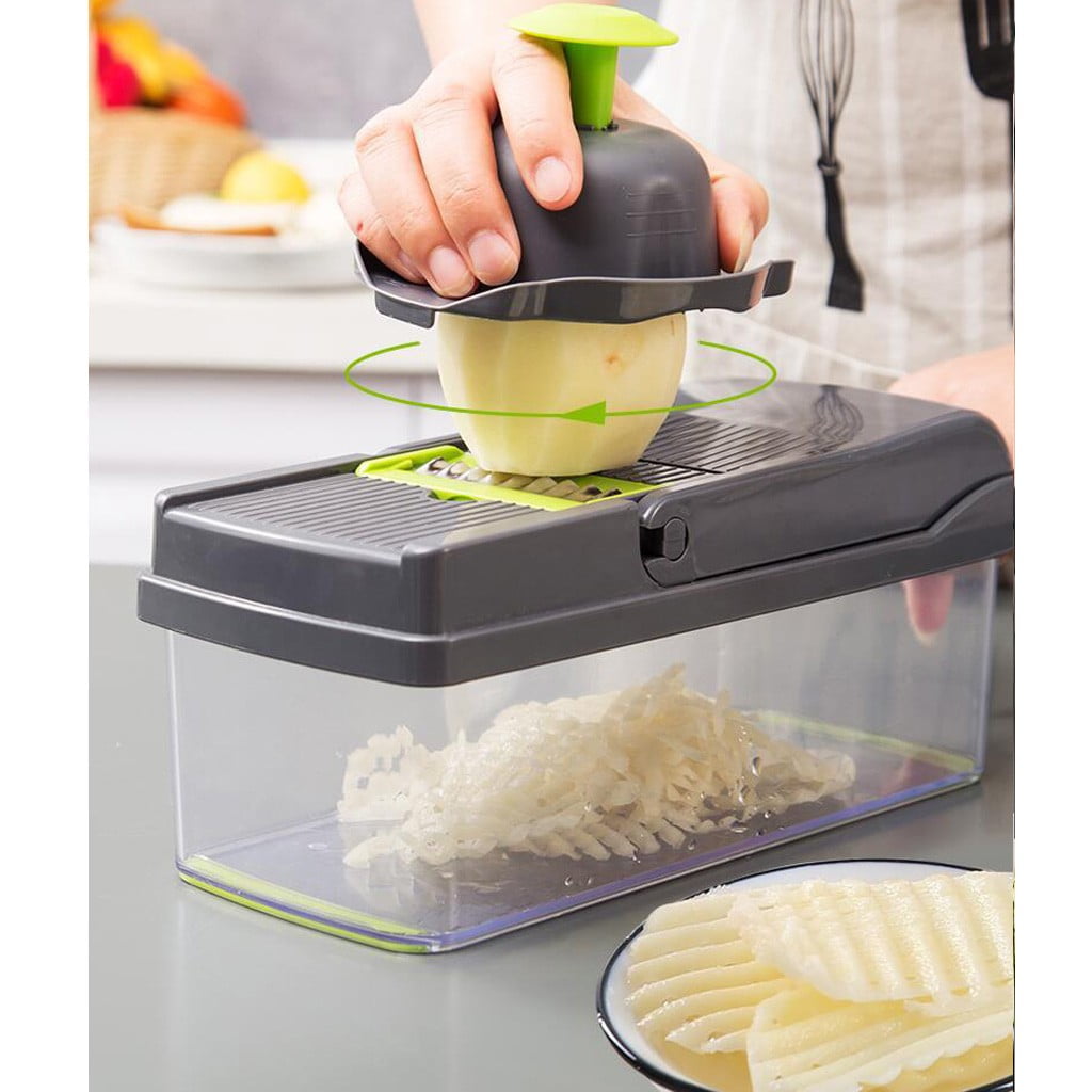 TTJ Food Prep Chopper Vegetable Dicer Manual Food Chopper 7 Blade Multi Function Salad Cutter Onion Garlic Ginger Herb Dicer Kitchen Food Pr - Image 4