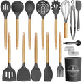 GPED 29 Pcs Silicone Kitchen Utensil Set, Cooking Utensils Set with Wooden Handle, Food Grade Silicone Spatula Set, BPA-Free, 446°F Heat Res