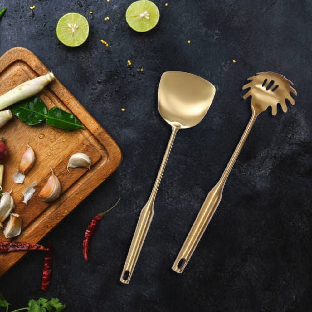 Kitchen Utensil Set Stainless Steel Kitchen Cooking Utensils Gadget Tools Gold - Image 6