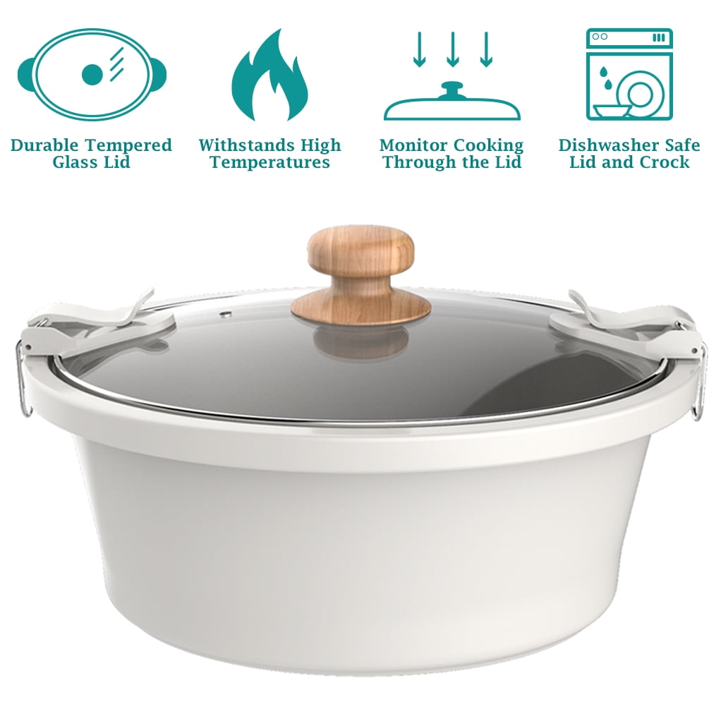 6-Quart Portable Linen Speckle Slow Cooker - Image 6