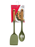 Beechwood and Silicone Utensil Set, Large Turner, Large Slot Spoon, Kitchen Cooking Utensils with Beechwood Handle an...