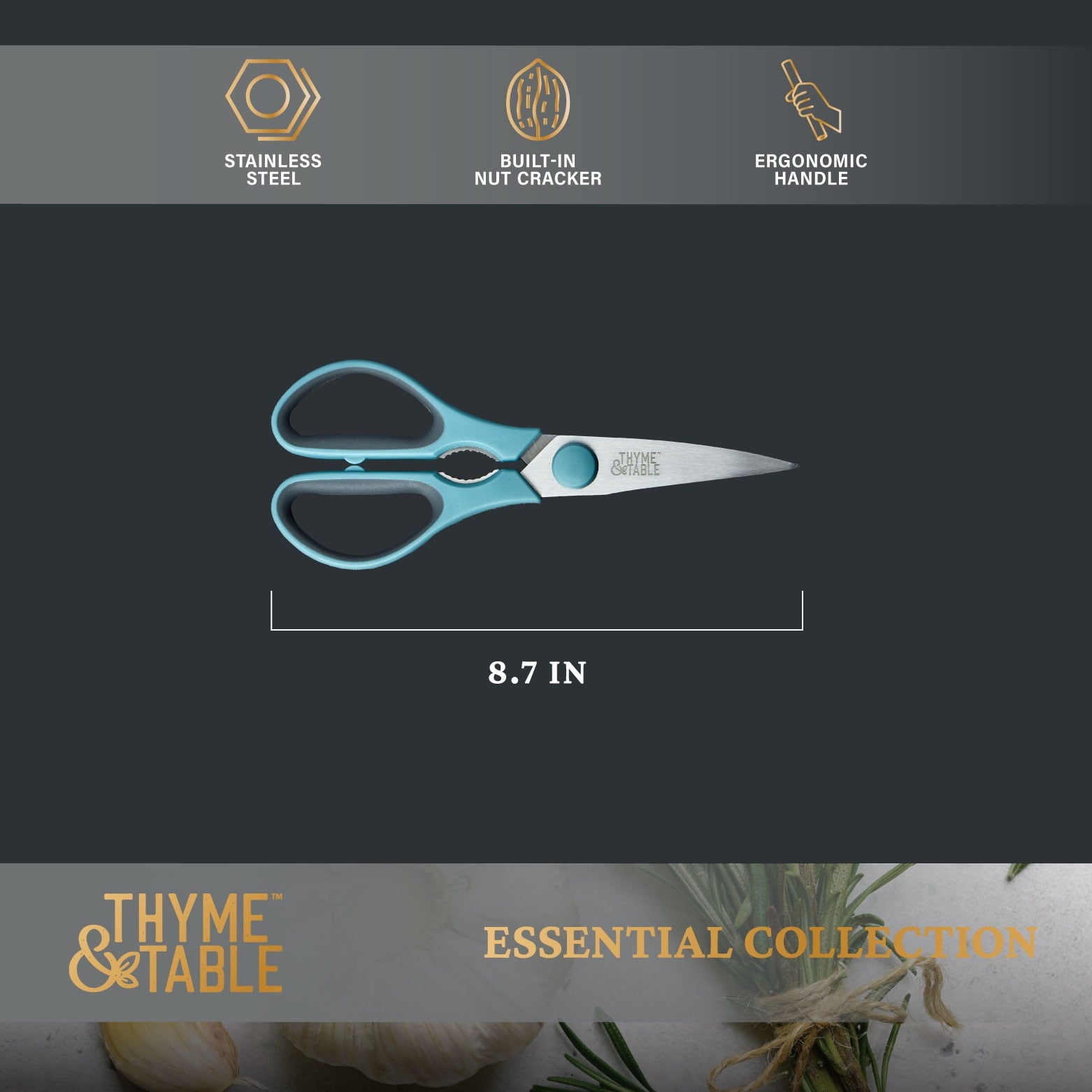Stainless Steel Kitchen Shears with Sheath, Blue - Image 4