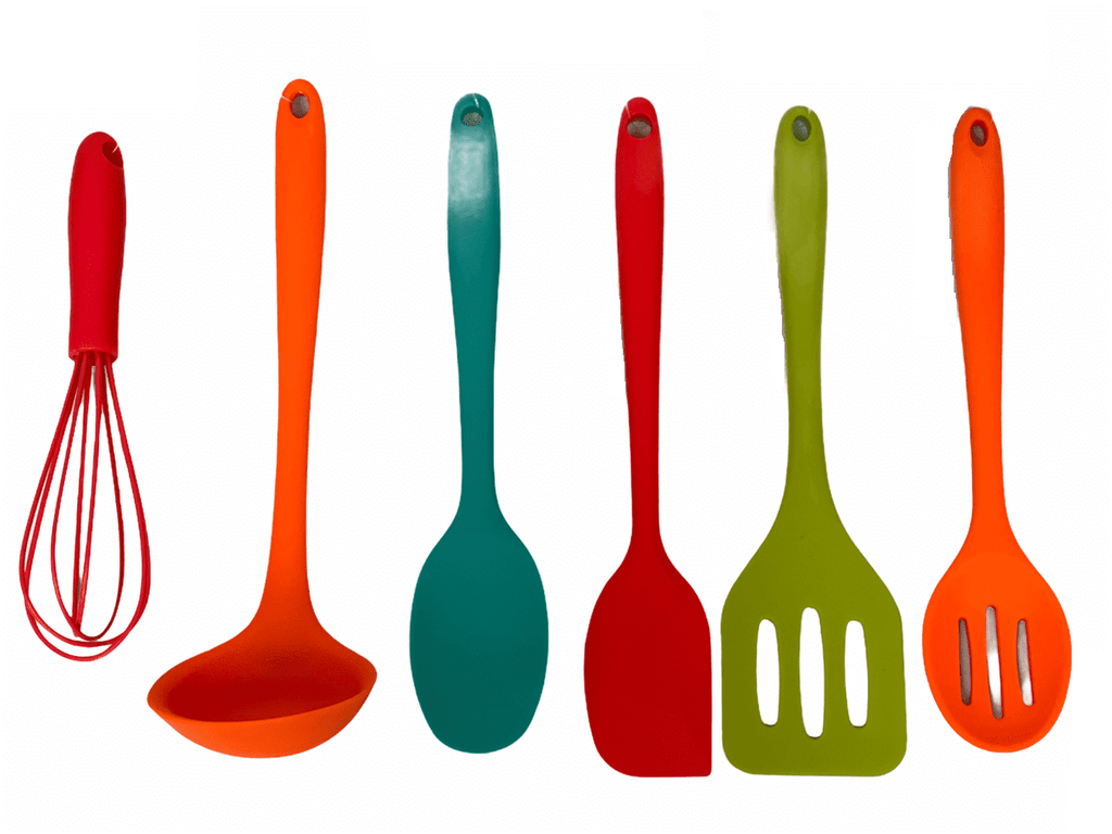 Silicone Cooking Tool Sets Egg Beater Spoon Spatula Utensils 6 Pieces Basic Kitchen Set - Image 3