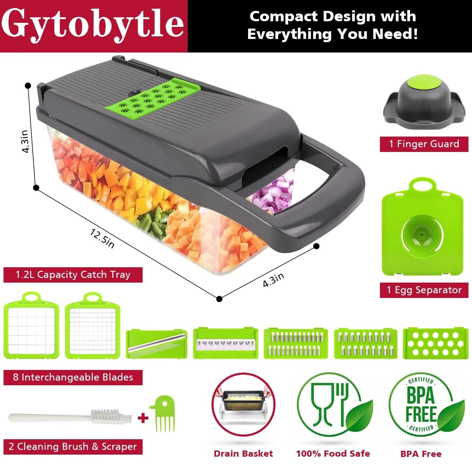 16-in-1 Food Dicer, Slicer, Shredder, Chopper for Vegetables with Stainless Steel Blades - Image 4