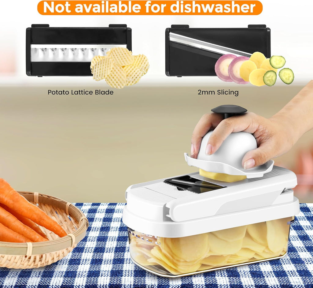 Professional 12-in-1 Vegetable Chopper with 7 Stainless Steel Blades - Multifunctional Food Chopper for Dicing/Slicing Carrots, Potatoes, On - Image 5