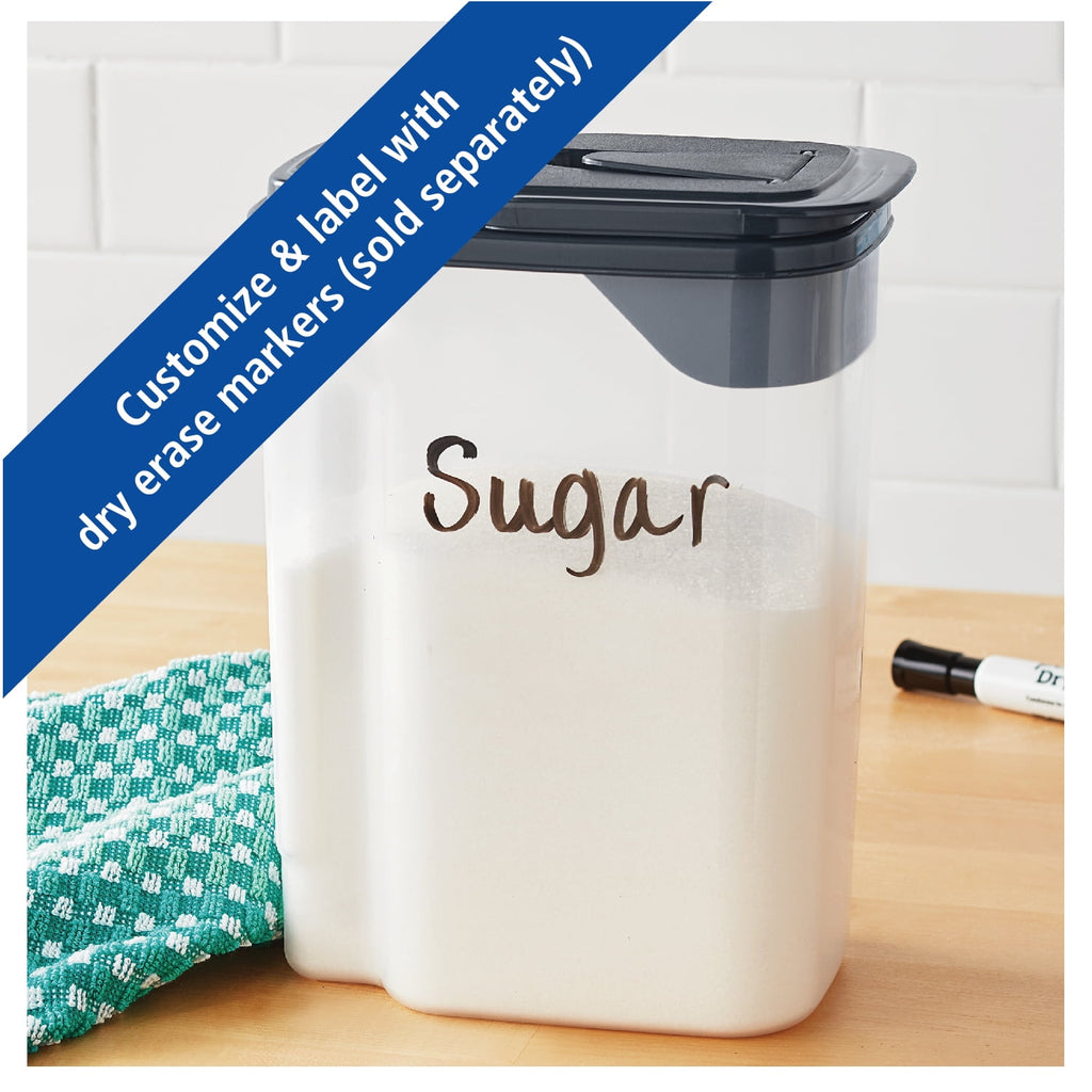 3.5 QT Plastic Food Dispenser, Clear with Gray Lid (1 Each) 7.5" L x 3.75" W x 9.25" H, Designed to Help with Kitchen... - Image 5