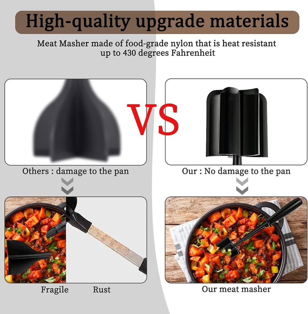 2pc , Premium Cutter Tool for Ground Beef, Nylon Ground Beef Tool and Fork, Non Stick Mix for Chopped Potatoes, Black - Image 5