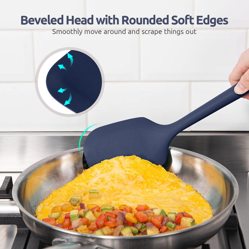 Silicone Kitchen Cooking Utensil Set: 446°F Heat Resistant 13.6in Long Kitchen Gadgets, BPA Free Non Stick Rubber Coo... - Image 5