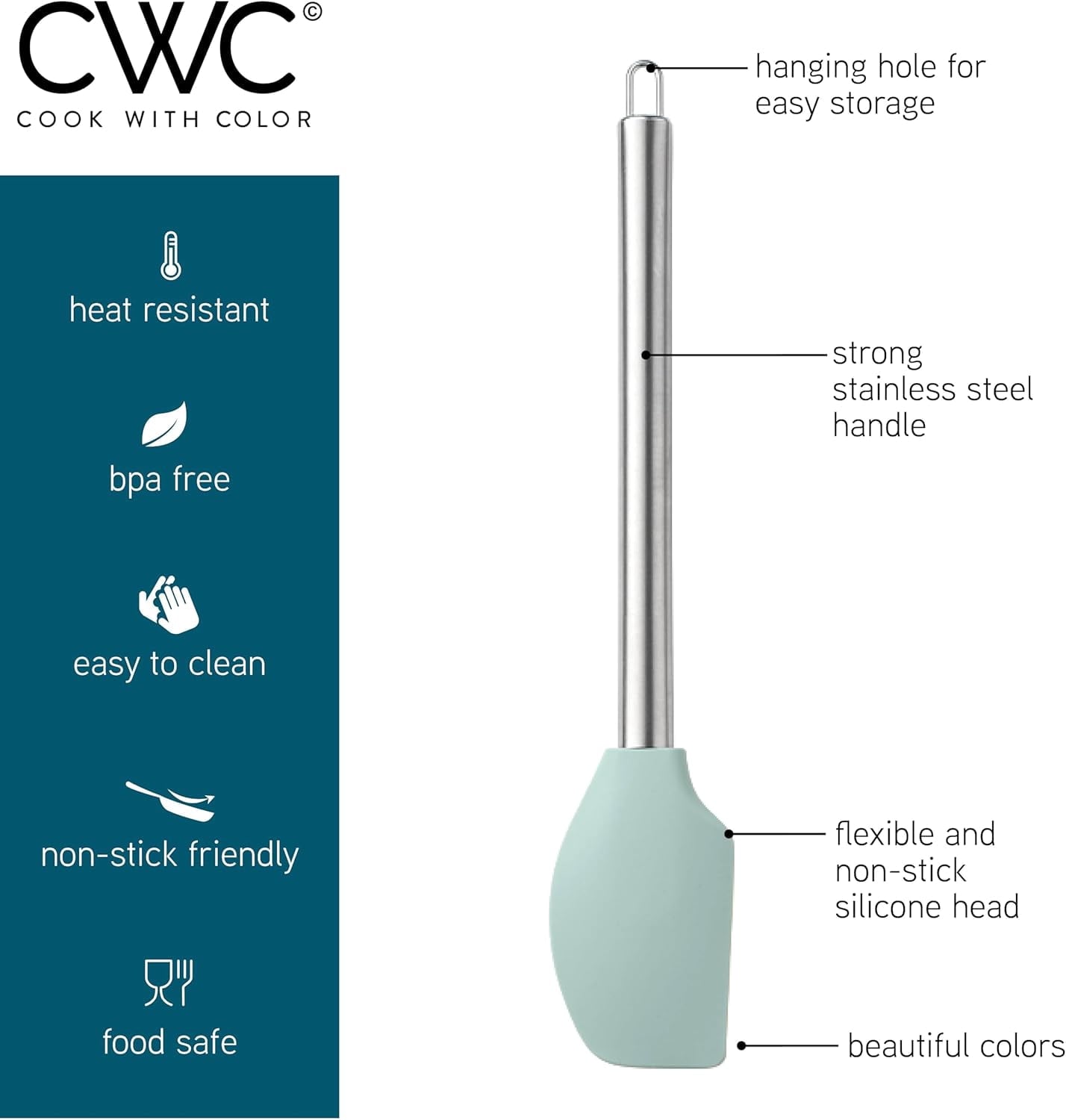 COOK WITH COLOR 10-Pc Cooking Utensils Set Kitchen Gadgets & Essentials, Teal - Image 6