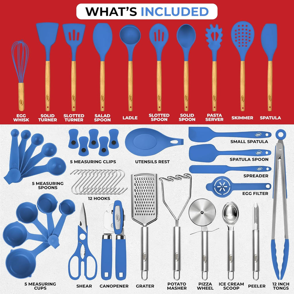 Kaluns Kitchen Utensils Set, 50 Piece Silicone And Stainless Steel Cooking Utensils, Dishwasher Safe and Heat Resistant Kitchen Tools - Image 2