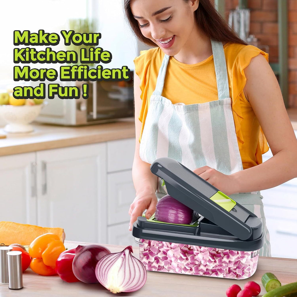 16-in-1 Vegetable Chopper Slicer, Veggie Chopper, Food Chopper, Vegetable Cutter & Spiralizer - Kitchen Gadgets Makes... - Image 6