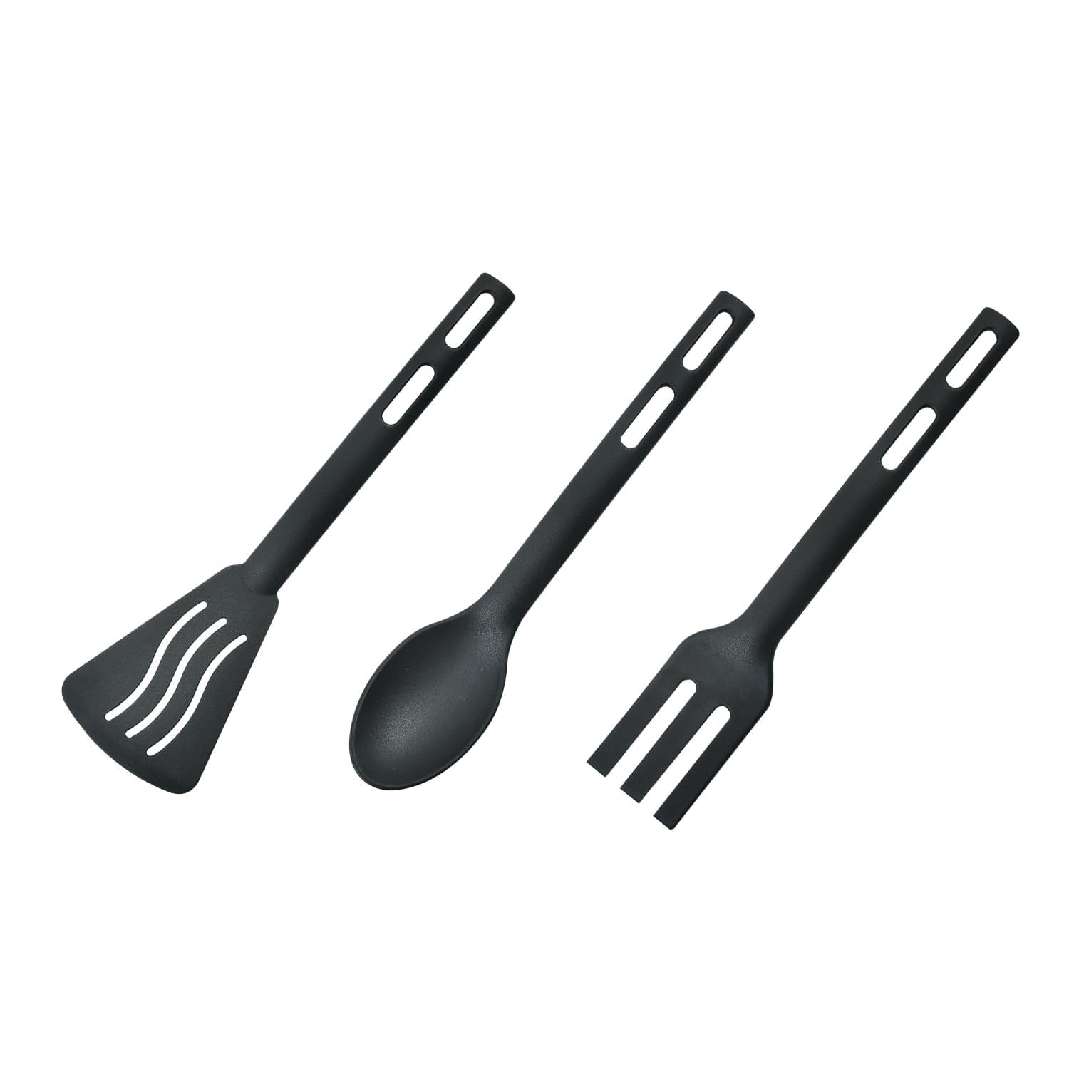 3 PCS Anti-Scratch Nylon Kitchen Utensils Set, Kitchen Cooking Tools Mini Nylon Kitchen Utensils Set Slotted Turner Solid Spoon Fork Childre