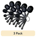 (3 pack) 8-Piece Kitchen Measuring Cup & Spoon Set, Raised Measurements, Black, Polypropylene