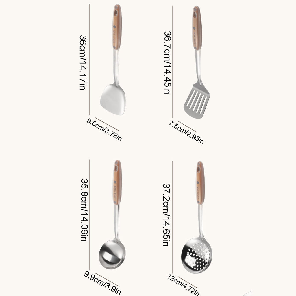 Stainless Steel Kitchen Utensils Set, 4 Pcs Kitchen Utensils Set, Heat Resistant Metal Kitchen Tools, Easy to Clean - Image 3