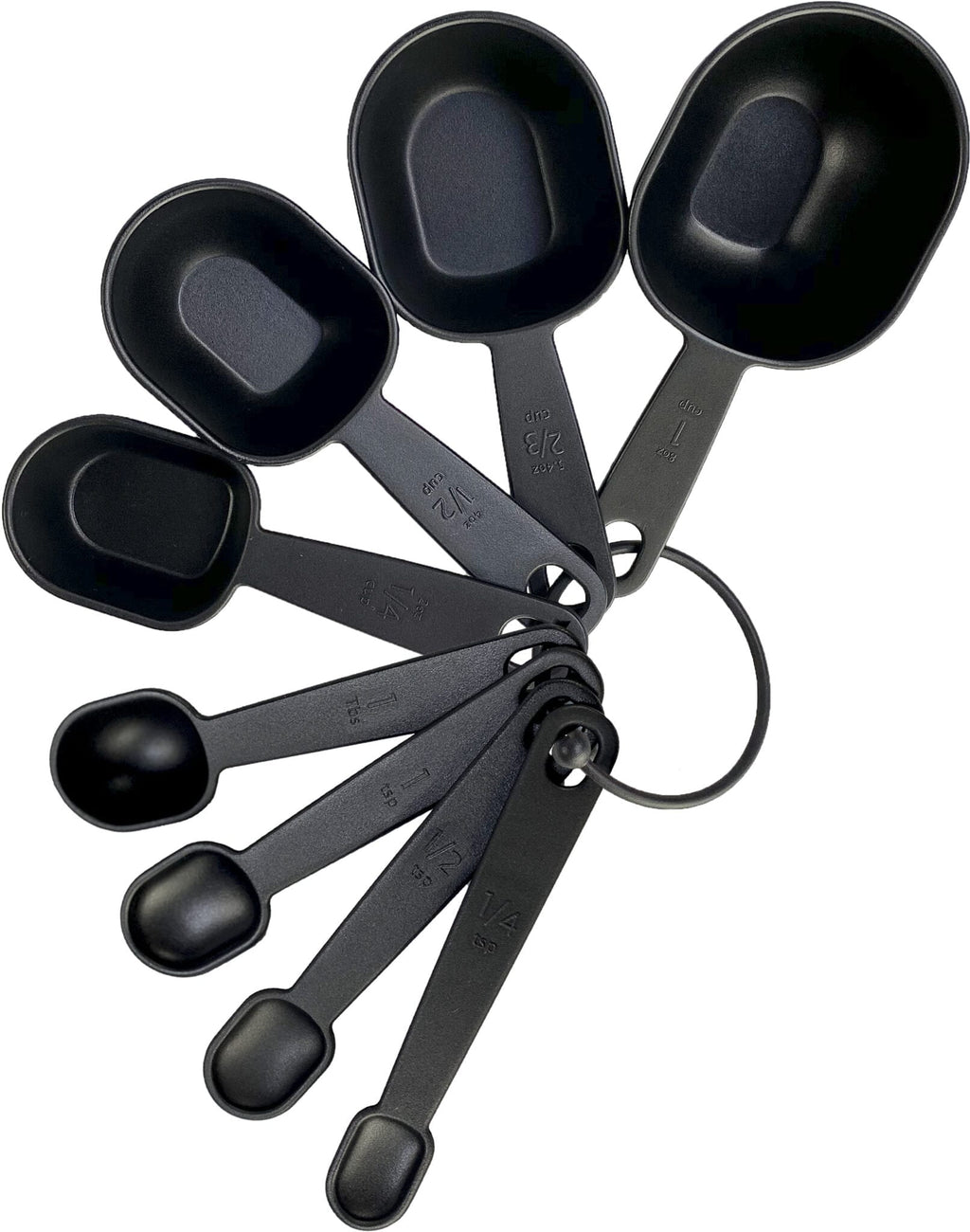 (3 pack) 8-Piece Kitchen Measuring Cup & Spoon Set, Raised Measurements, Black, Polypropylene - Image 2